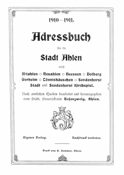 Ahlen Adressbuch 1910-1911 Deckblatt.png