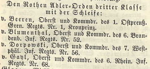 aus dem Militair-Wochenblatt No. 4 vom 27.01.1866