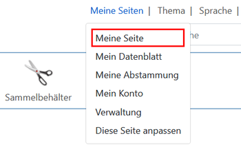 Meine Seiten - Menü Meine Seite