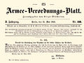 Armee-Verordnungsblatt Erweiterung Artillerie 1869.