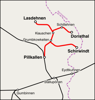 Karte der Pillkaller Kleinbahn