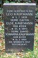 Zum Gedenken an Leo Kaufmann seine Gattin Else Kaufmann geb. Roer seine Tante Johanna Kaufmann geb. Roer Sie wurden 1942 deportiert