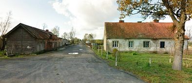 Häuser an der Budwether Landstraße in Pötkallen, Kreis Tilsit-Ragnit