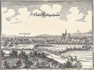 Blick von Norden auf das Kloster Riddagshausen mit dem Neuenhof 1654