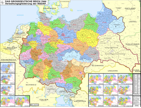 Karte: "Das Großdeutsche Reich", 1944, Quelle: NS-Staat – Wikipedia