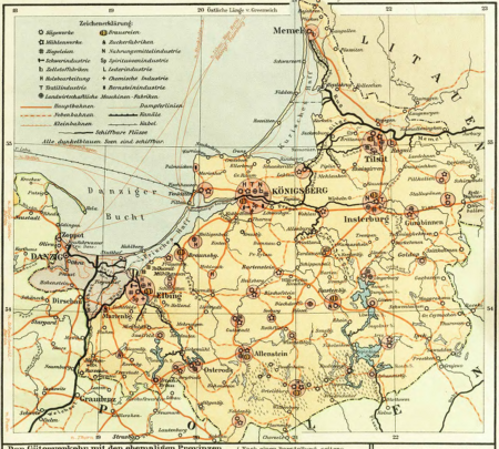 Karte: Gewerbe in Ostpreußen, Quelle: Heimatatlas für Ost-Preussen - Digital Repository of Scientific Institutes (rcin.org.pl)[2]