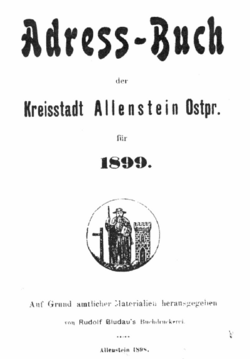 Adressbuch Allenstein 1899 Titelblatt.png