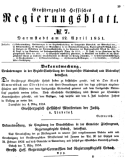 Grossherzoglich Hessisches Regierungsblatt 1851.djvu