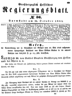 Grossherzoglich Hessisches Regierungsblatt 1851.djvu