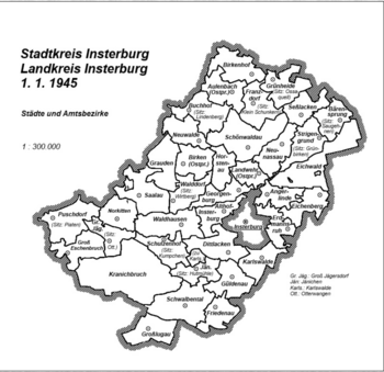 Landkreis Insterburg, Quelle: Karten: Stadtkreis Insterburg/Landkreis Insterburg 1. 1. 1945 - Städte und Amtsbezirke (territorial.de) [42]