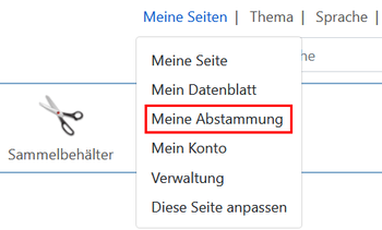 Meine Seiten - Menü Meine Abstammung