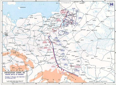 Quelle: Karte der Schlacht bei Tannenberg - 26. August 1914