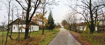 Ortseinfahrt nach Tublauken, Kreis Gumbinnen