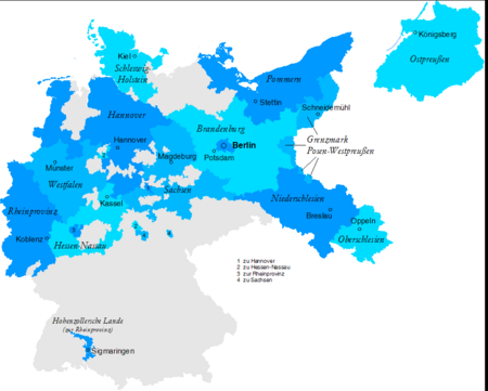 Karte: Provinzen in Preußen, 1920, Quelle: Verwaltungsgliederung Preußens – Wikipedia