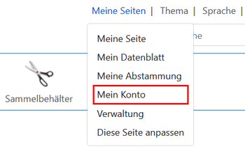 Meine Seiten - Menü Mein Konto