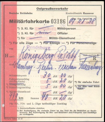 Abbildung: Militärfahrkarte für den Polnischen Korridor, 1938, Quelle: Polnischer Korridor – Wikipedia