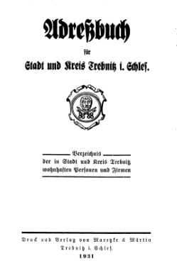 Adressbuch Trebnitz 1931 Titel.djvu