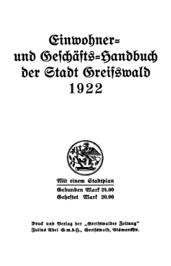 Adressbuch Greifswald 1922 Titel.djvu