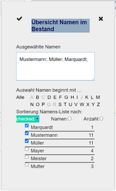 Anfangsbuchstaben 'M' - Sortierung nach checked