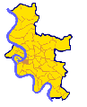 Lokalisierung des Stadtteils Unterbilk von Düsseldorf