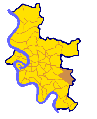 Lokalisierung des Stadtteils Unterbach von Düsseldorf