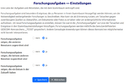 Einstellungen des Blocks 'Forschungsaufgaben'