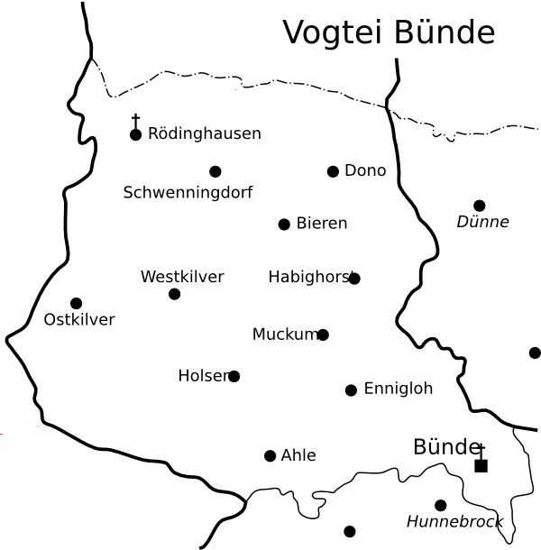 Lageplan der Vogtei Bünde.