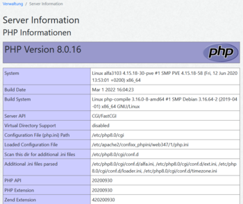 Verwaltung - Server Information