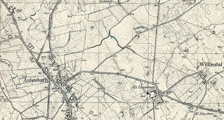 Wilkental Krs. Insterburg und Orte in der Umgebung auf der Messtischkarte Nr.1296 (1934). [3]